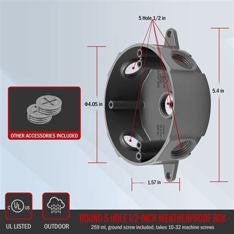 4 round weatherproof electrical box|shallow outdoor round electrical box.